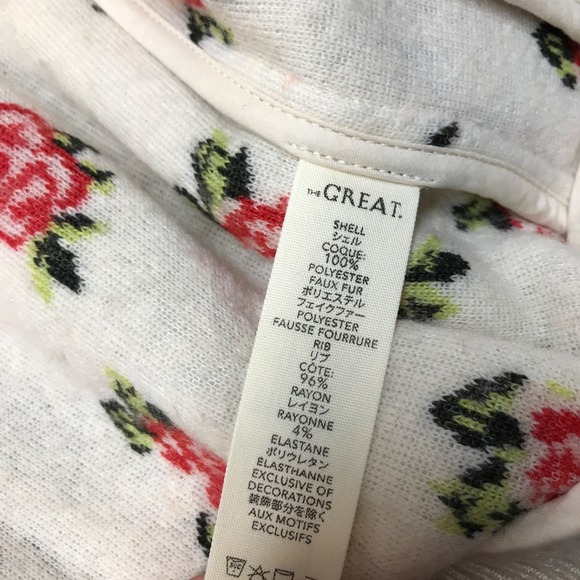 The Great. Bomber Jacket Womens Size 1 US Small Zip Plush Cream Rose Fleece - Picture 7 of 14